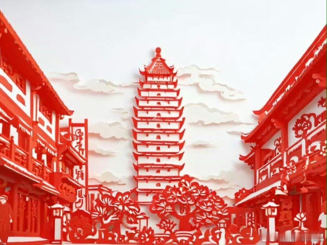 剪纸风开启昆明年味儿 古老建筑的雄伟轮廓，现代地标的灵动曲线，在红色的剪纸中鲜活