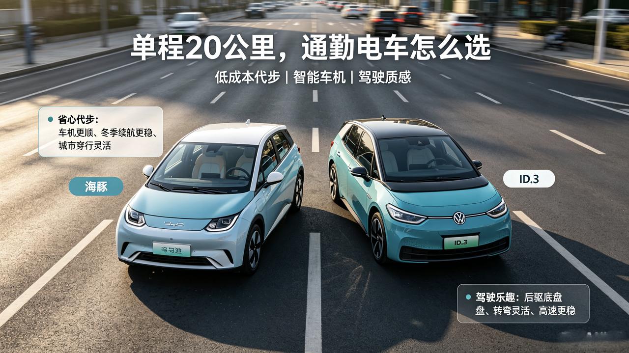 单程超20公里，油费是笔隐形巨款。海豚和ID.3这俩纯电小车，通勤成本都极低，但