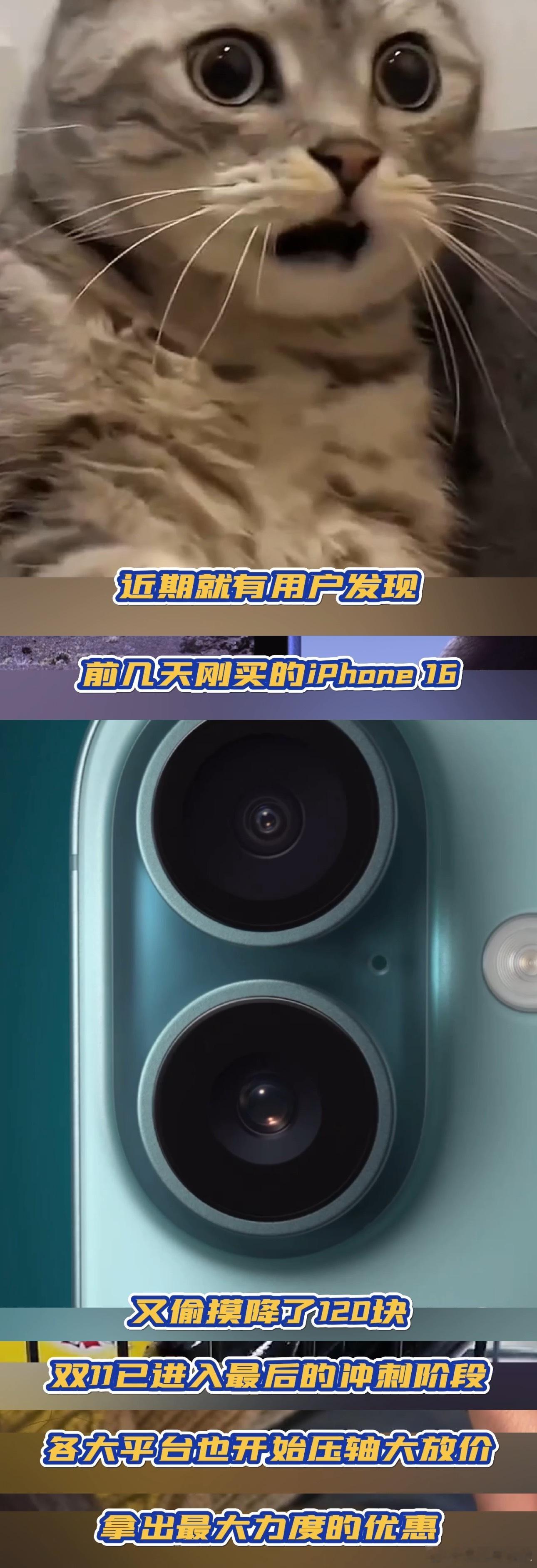 #iPhone16价格出现新低#，双十一刚好给自己买一部新手机。#iPhone1