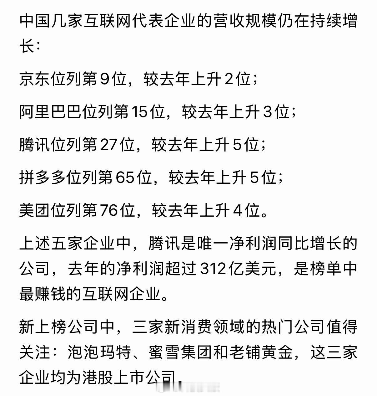 中国500强公布！泡泡玛特首次上榜，腾讯成最赚钱互联网企业。 