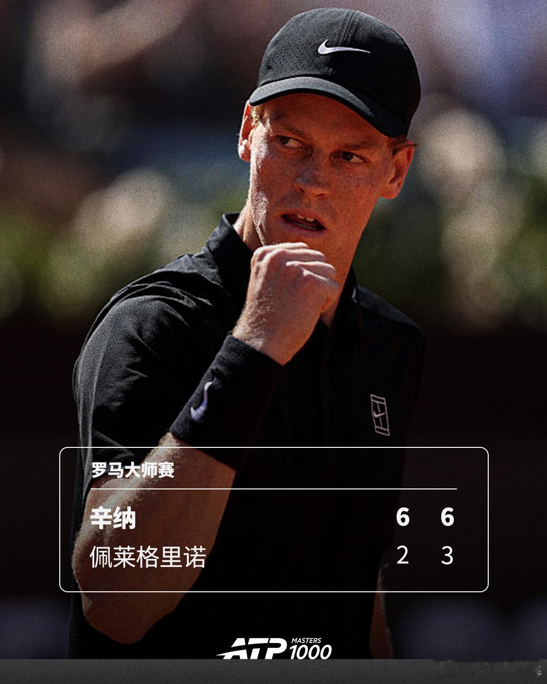 辛纳晋级八强💪ATP1000 罗马大师赛第四轮，头号种子辛纳直落两盘以6-2 