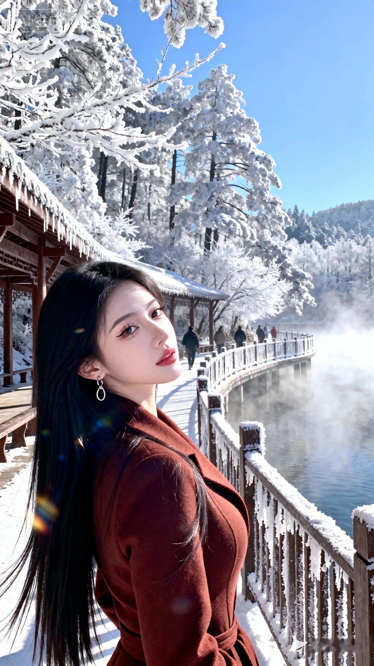 冬日仙境，雪中漫步，唯美如画。