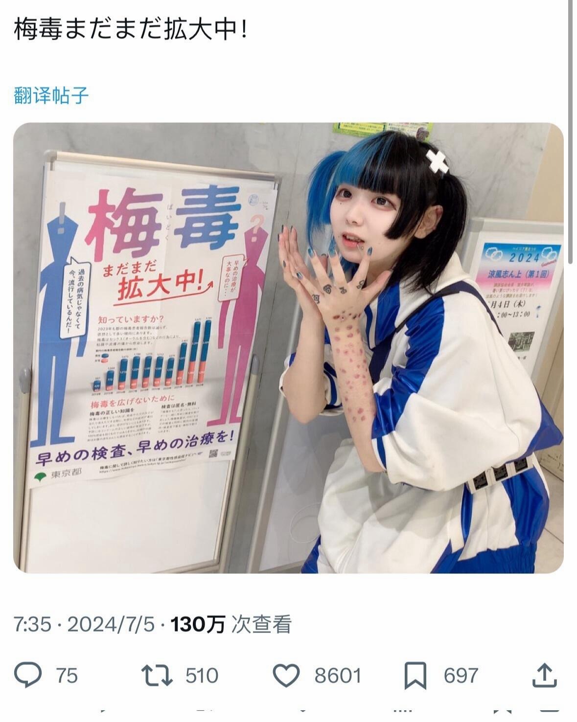 日本年轻人聚众晒梅毒一些日本的年轻人最新打卡方式竟然是在政府的梅毒防范海报前晒自