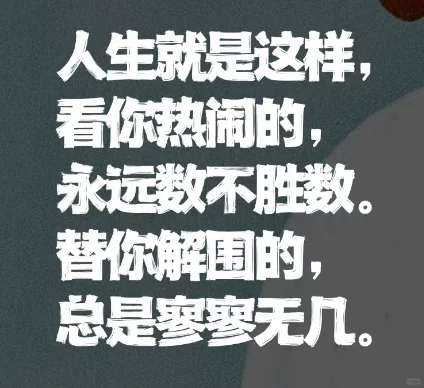 人生就是这样，看你热闹的，永远数不胜数。