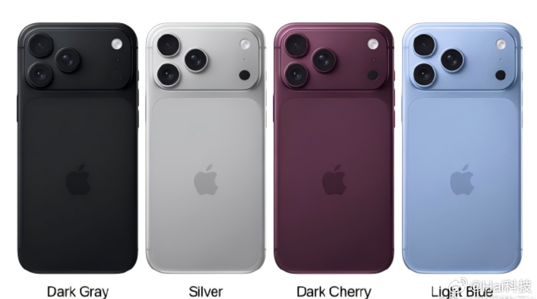 哑光黑、磨砂银、深樱桃红、雾面浅蓝，你们喜欢哪个配色？iPhone18ProMa