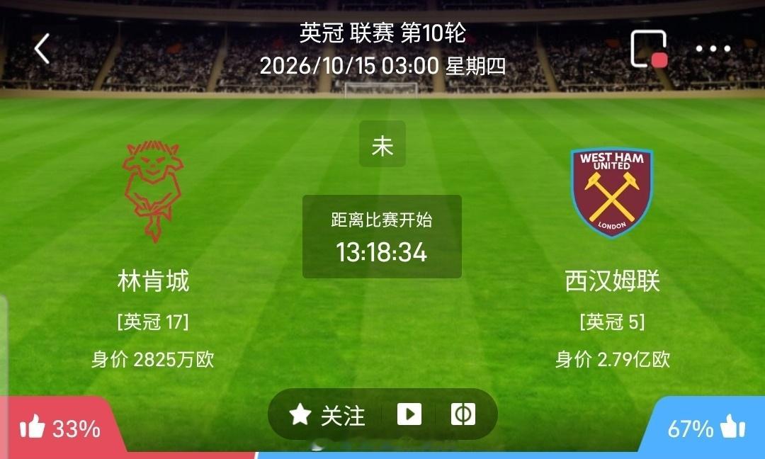 【北单】周三56英冠方向：林肯城vs西汉姆联英冠 林肯城 VS 西汉姆联比赛时间