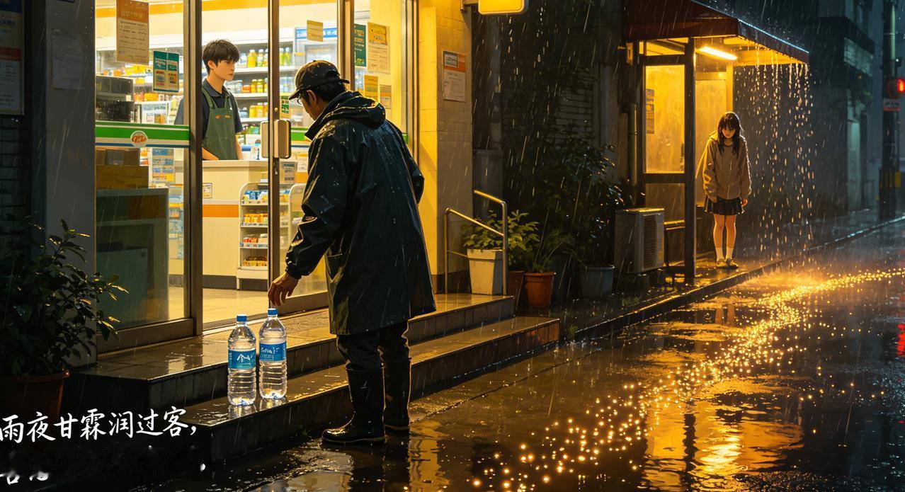 江湖怪谈•荒诞志200雨夜甘霖之流转的暖河
【内容】深夜的便利店，总有个穿雨衣的