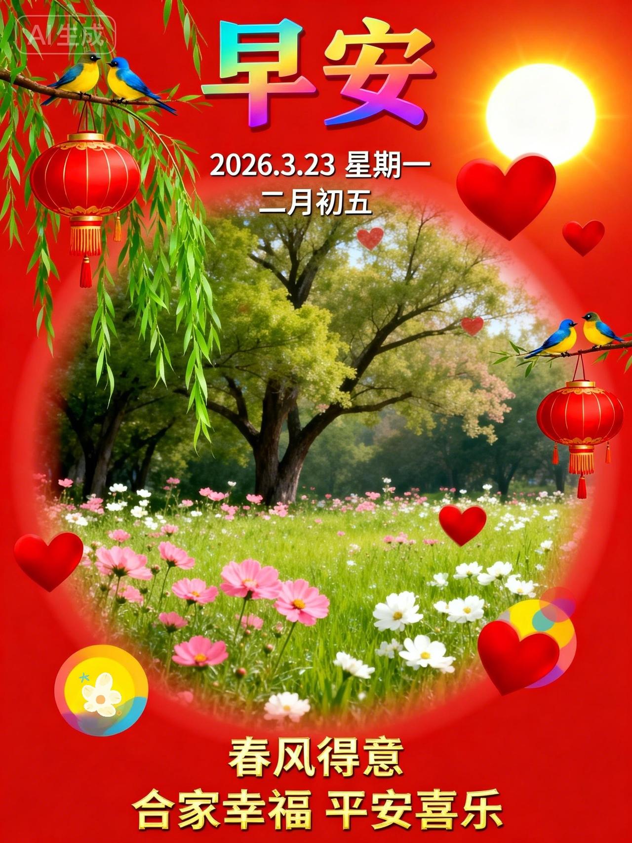 🍀²⁰²⁶/₀₃.₂₃[福]春日安暖·周一顺遂
🌿 春风拂面，岁月静好，三月