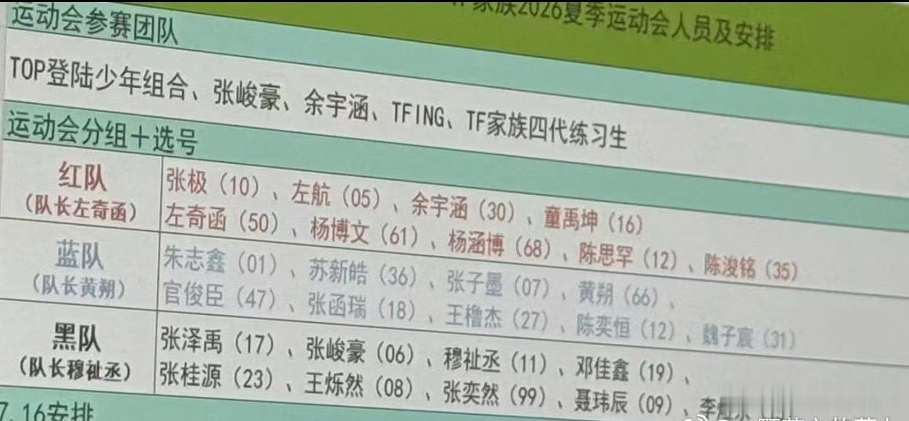 TF家族运动会分组🍉