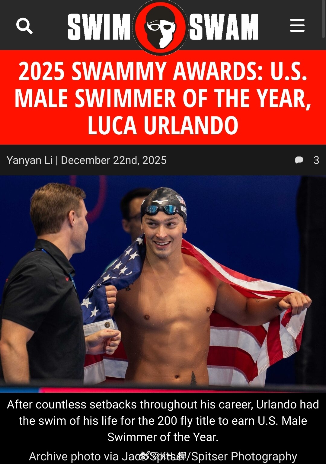 SwimSwam年度最佳美国男子运动员-🇺🇸Luca Urlando荣誉提名