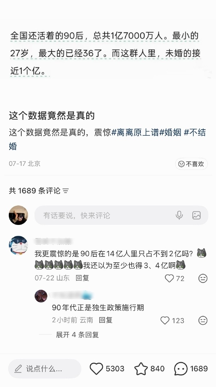 原来90后这么小众 身边的同龄人挺多的，未婚的也很多，以至于一直觉得90后不是小