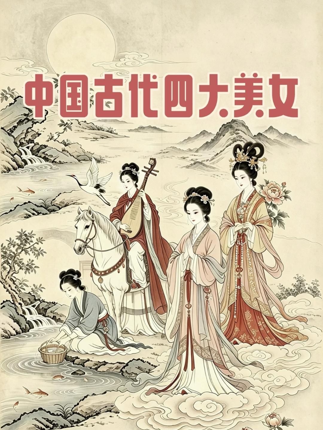 中国古代四大美女，沉鱼落雁，闭月羞花。