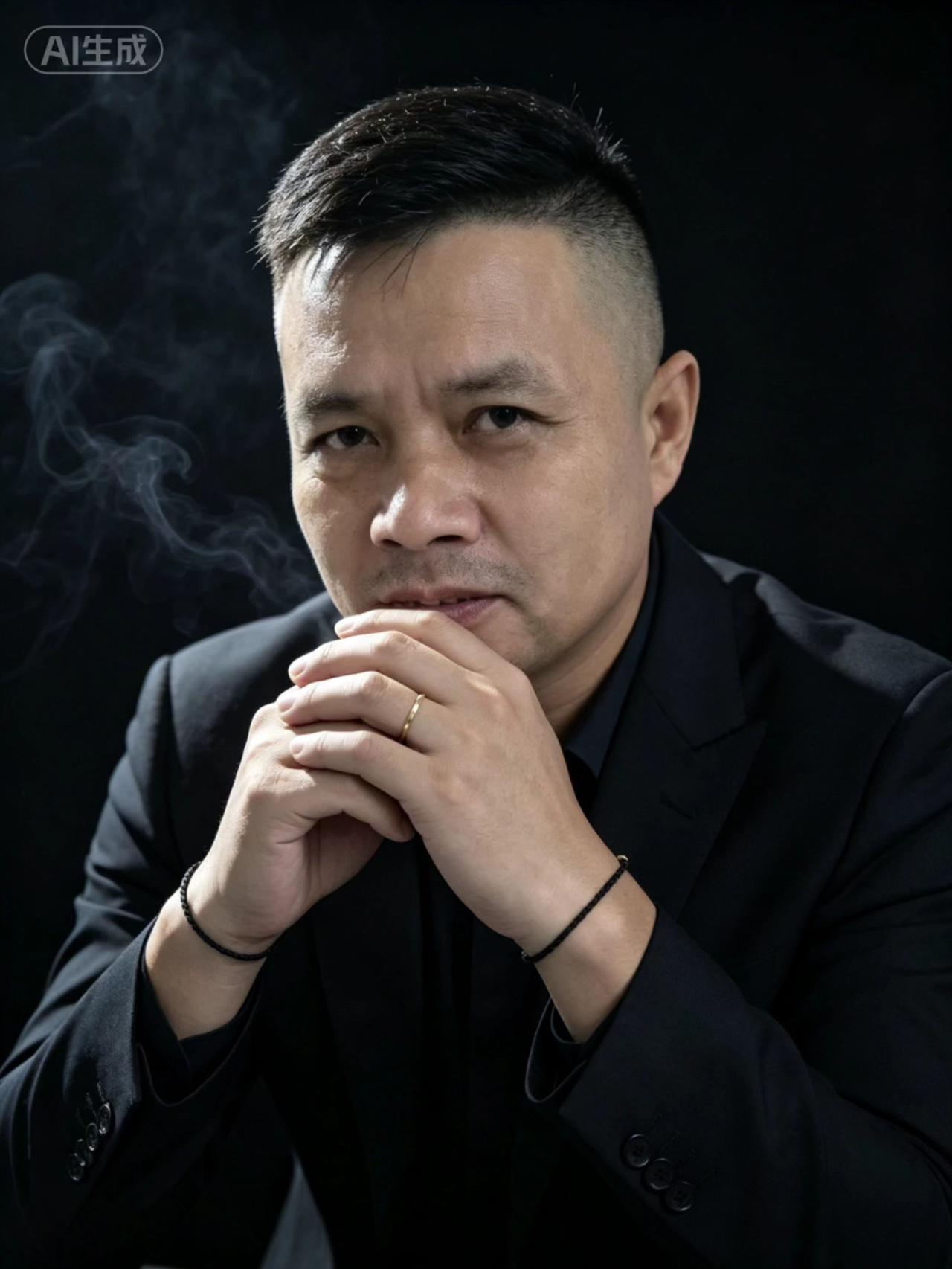 😎AI写真把我拍成霸总了？！烟雾缭绕那味儿绝了🚬这眼神，谈判桌上不得把甲方拿