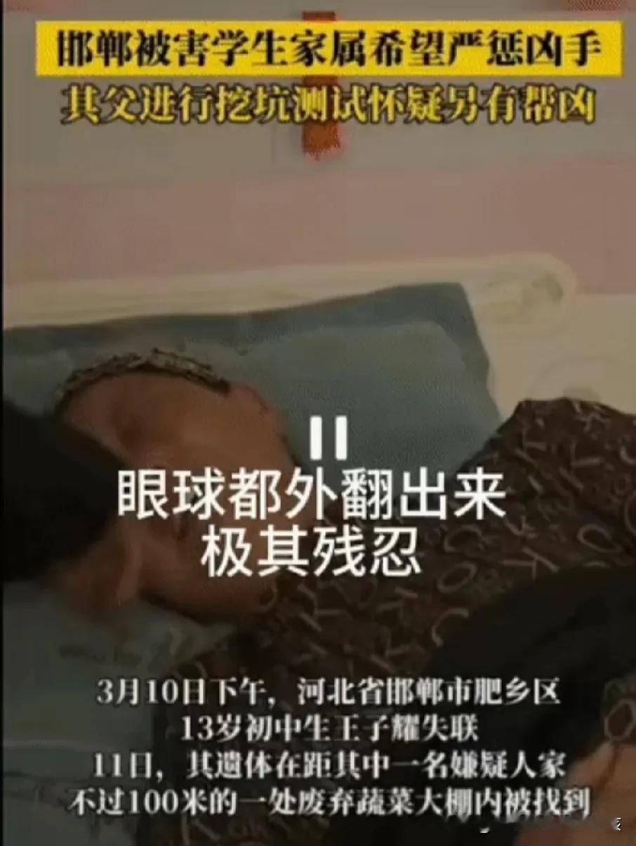 “乖孩子，等爸爸给你报仇雪恨……”
孩子的尸体，眼球都外翻出来了，多么残忍。
哪