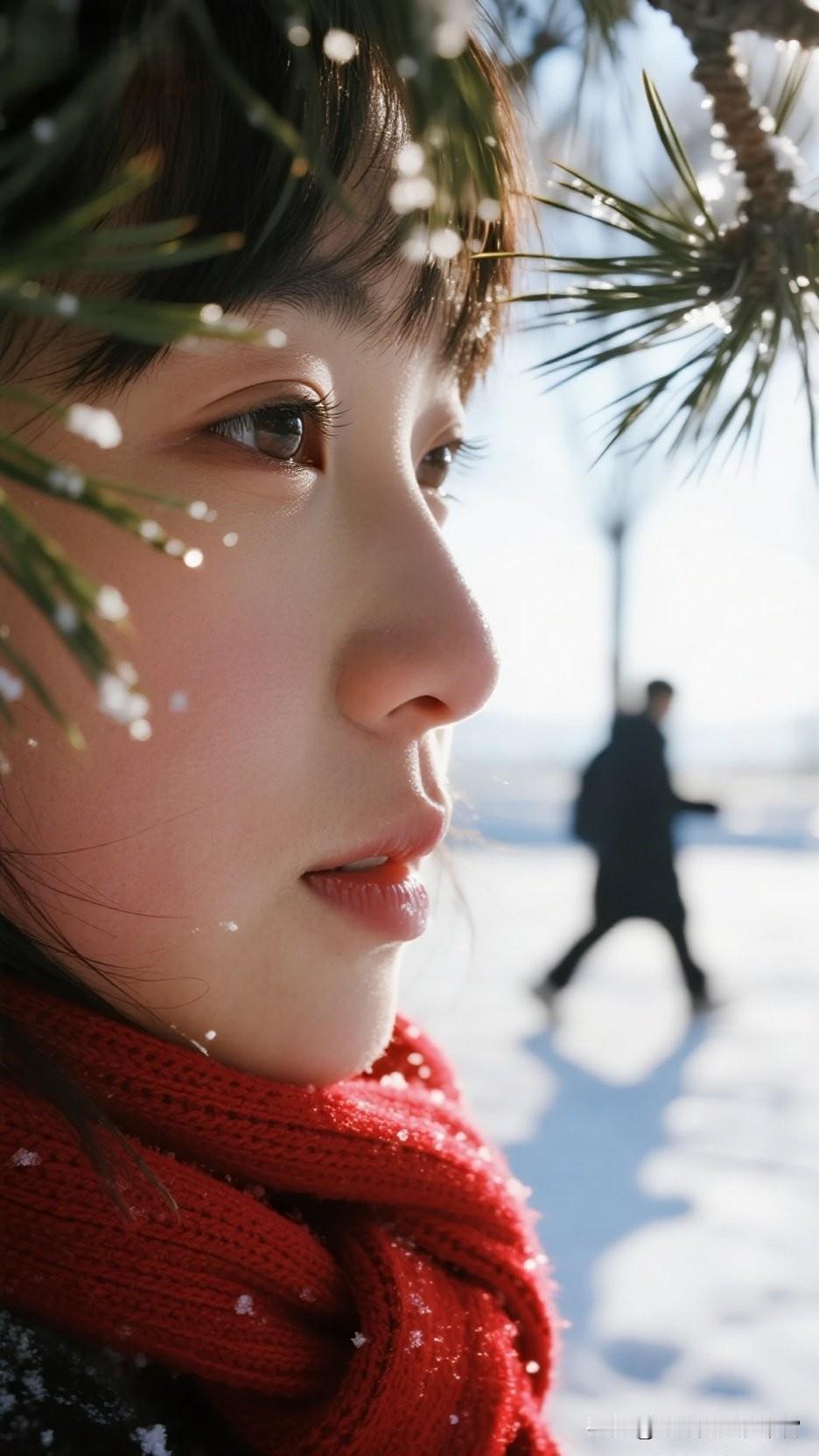 雪落在松枝上，像给墨绿的针叶缀了层糖霜，风过时簌簌往下掉，碎成一地闪着光的星子。