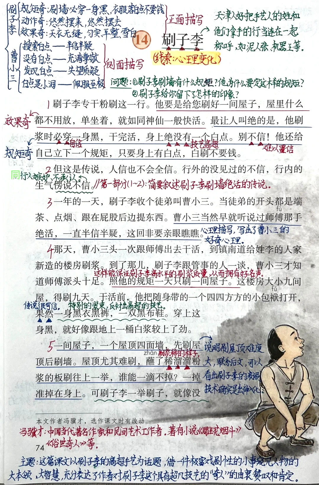 五下语文第14课《刷子李》课堂笔记及课后习题