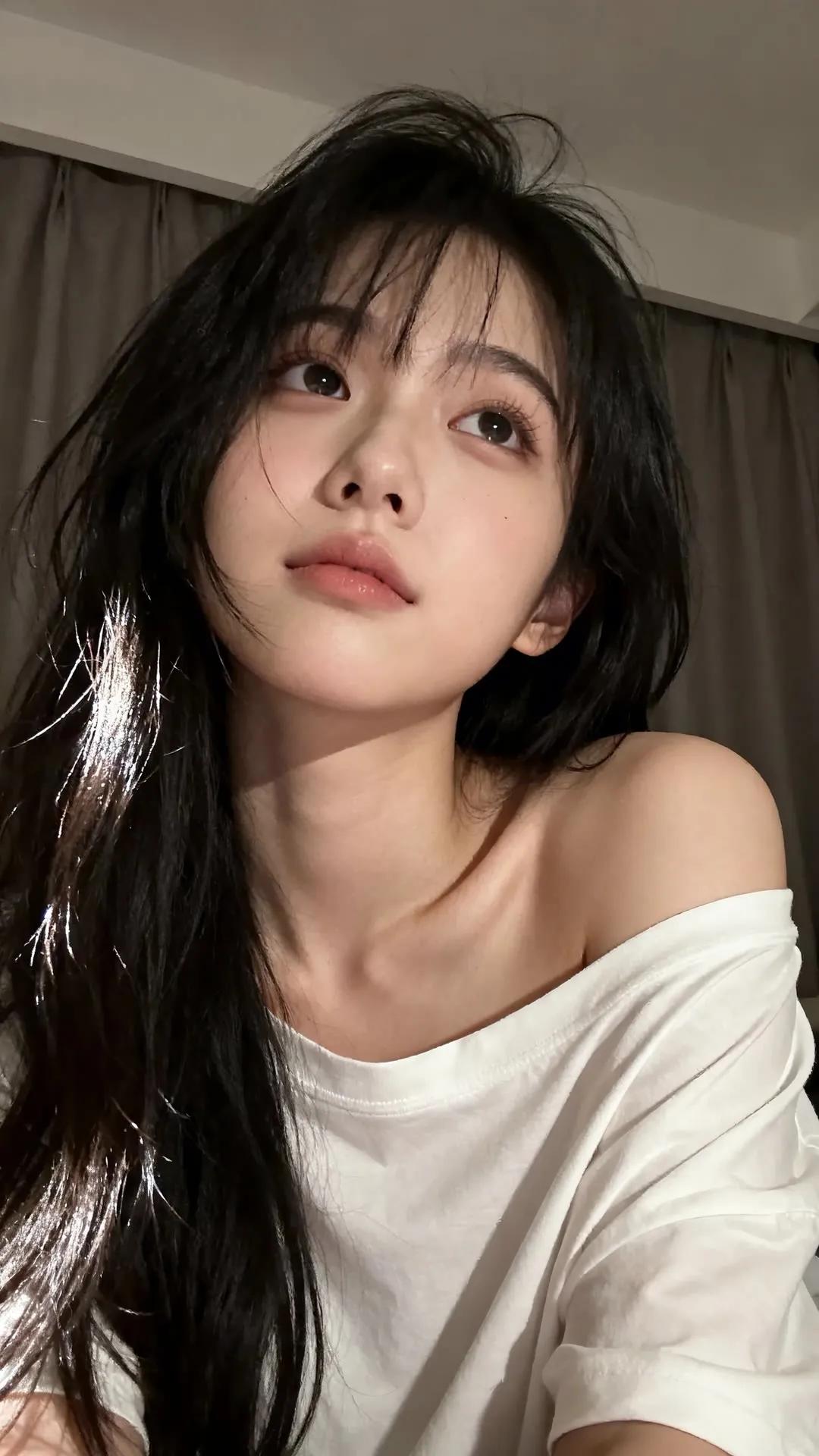 慵懒午后，自然光下的少女沉思街拍 高清美女