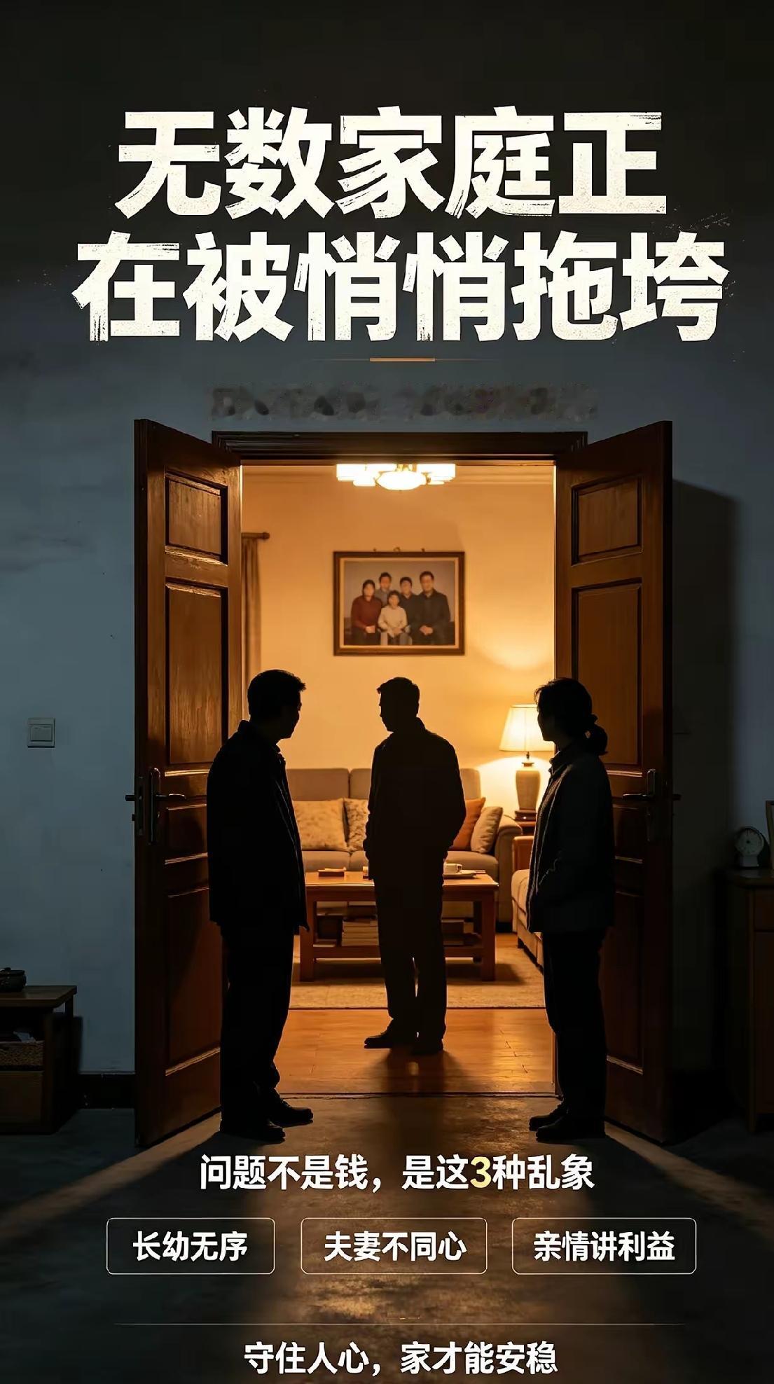 拖垮家庭的从来不是贫穷，而是人伦失序
 
很多家庭过得一地鸡毛，其实根本不缺钱，