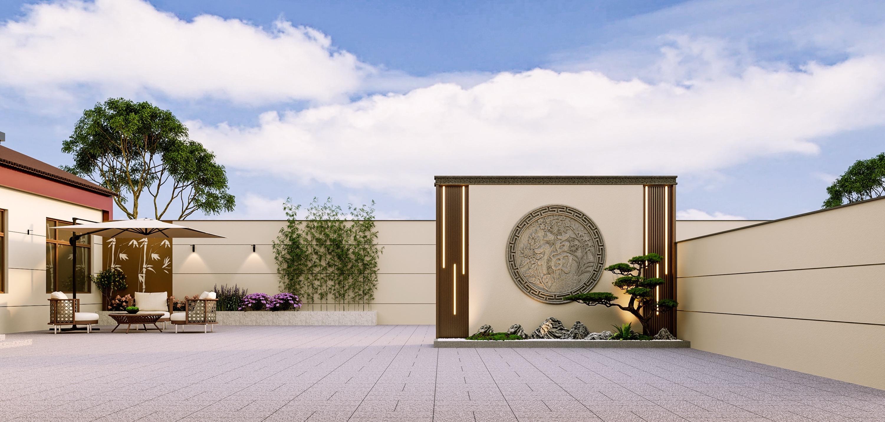 自建房，简单的前后庭院设计效果图