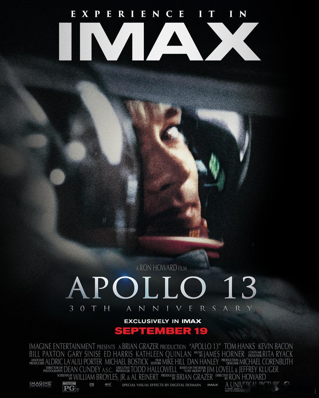《阿波罗13号》IMAX版海报，今年是本片上映30周年，将于9月19日在北美上映