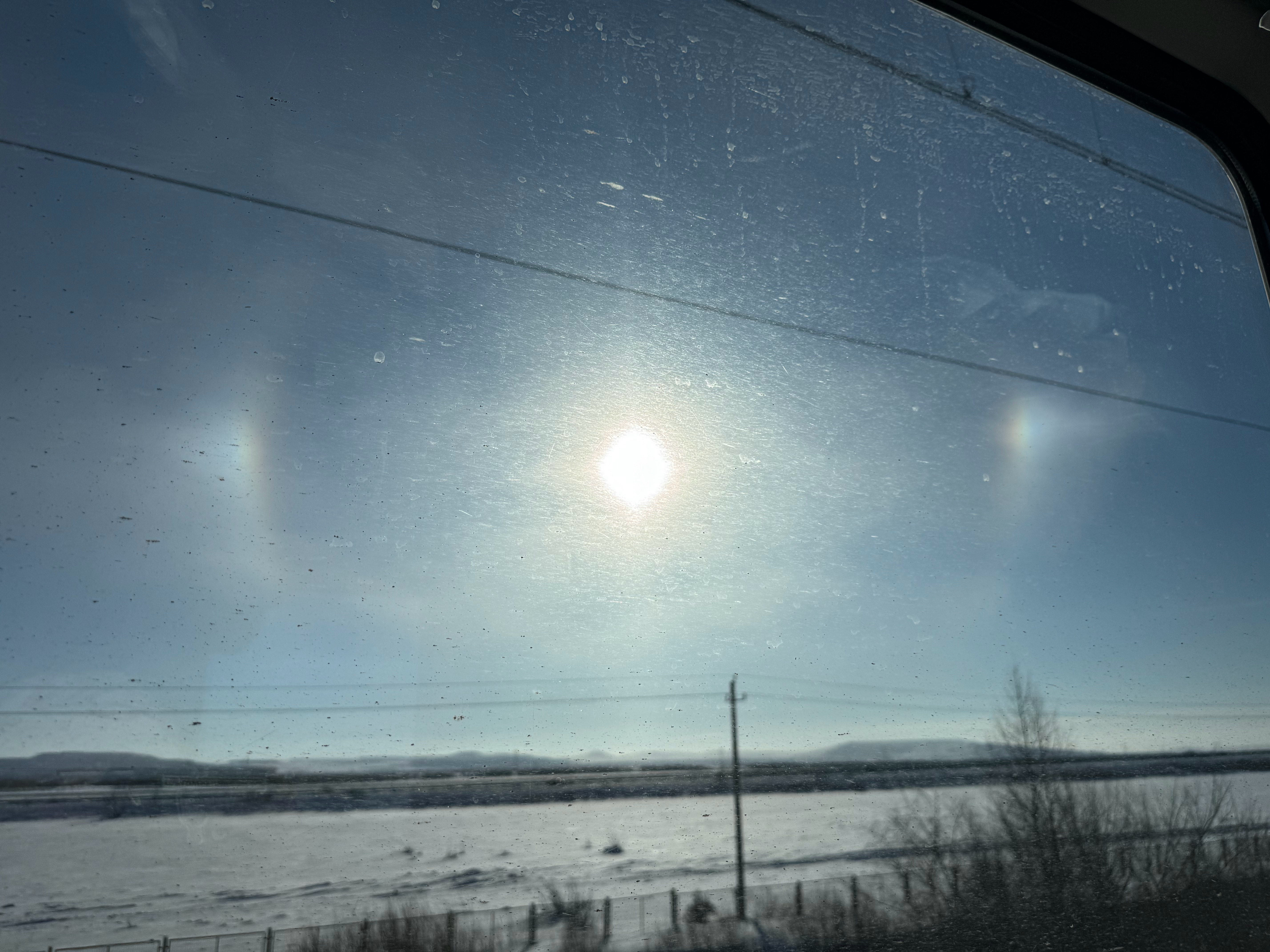 看幻日看腻了都要（不是一抬头就有 这个冬天我都看了五次各种幻日了～今天刚落地东北