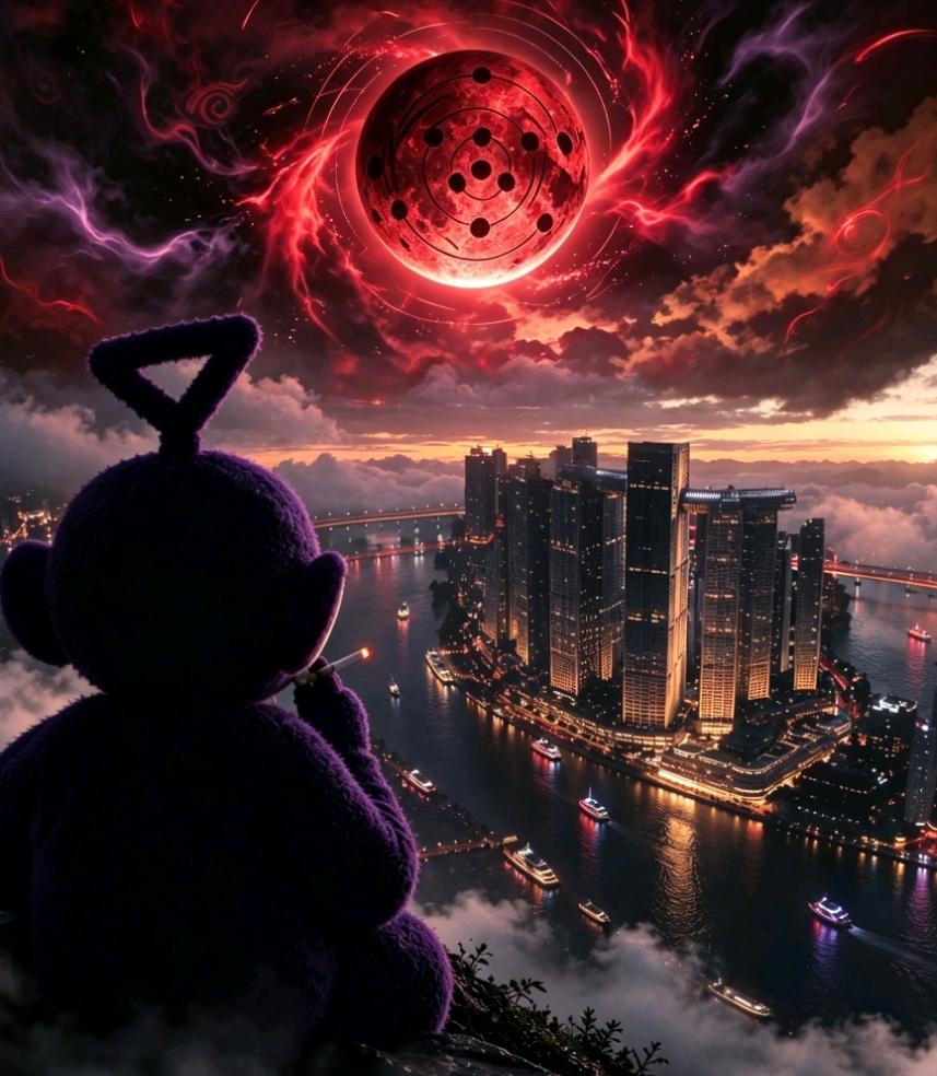 我正在和你一起看今天的月亮，不知道是谁叫了一声: 无限月读启动！所有人梦里不用上