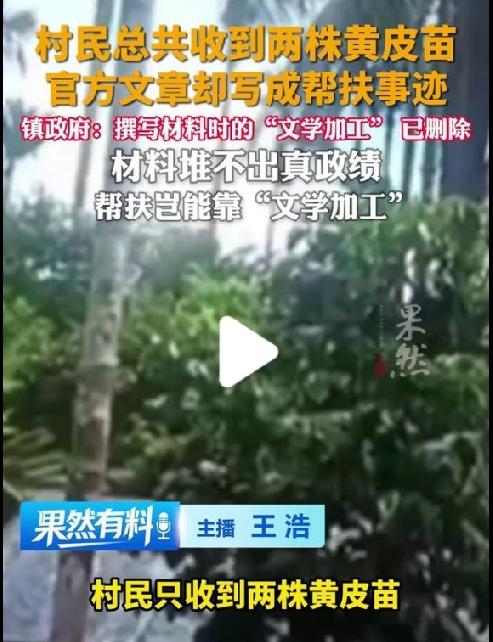 树苗在哪儿呢？帮扶在哪儿呢？脸皮在哪儿呢？不少人为了上位捏造政绩，一曝光就是纯搞