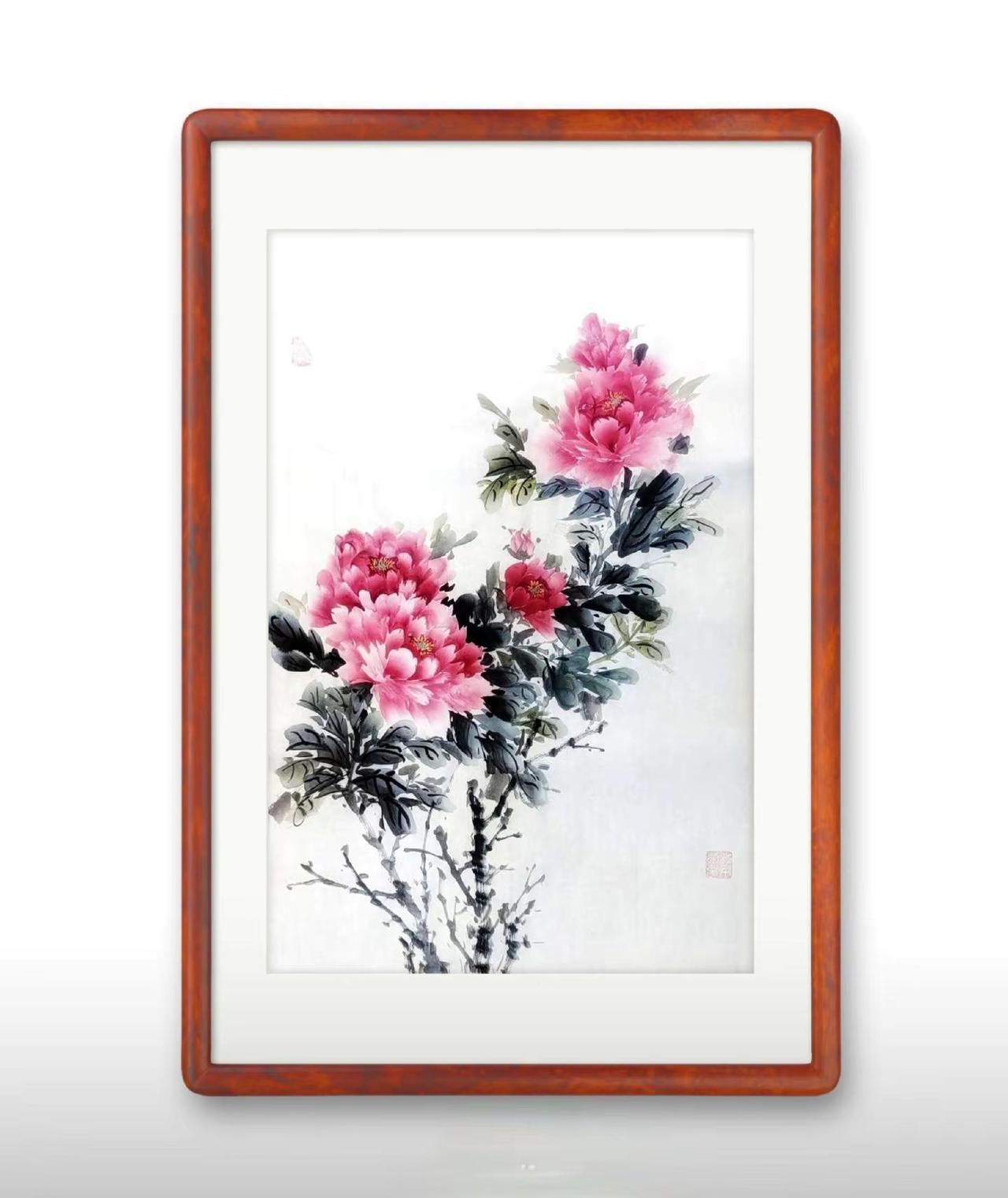 静静的画一幅画是一种享受。国画牡丹花开富贵 中国画牡丹 国画文化传承 写意国画牡