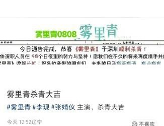 李现张婧仪雾里青已杀青