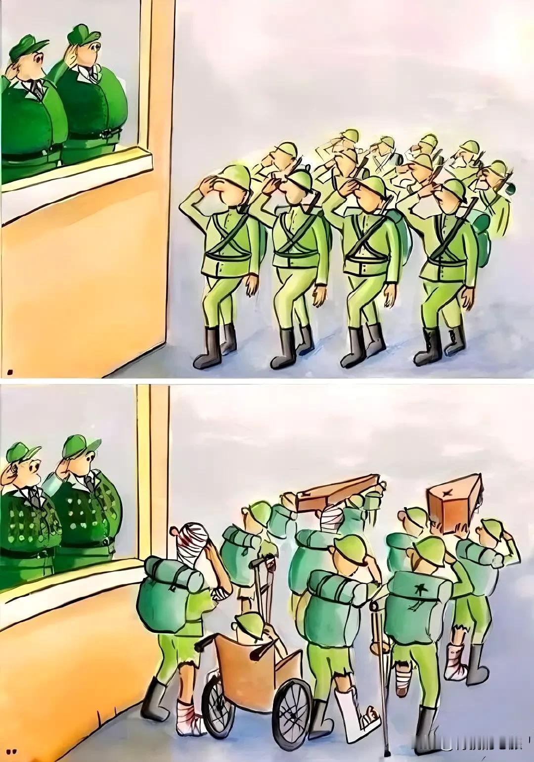 国外《战争》漫画解读，荣耀是属于上位者的，唯有伤痛与牺牲，才是战士和人民的。