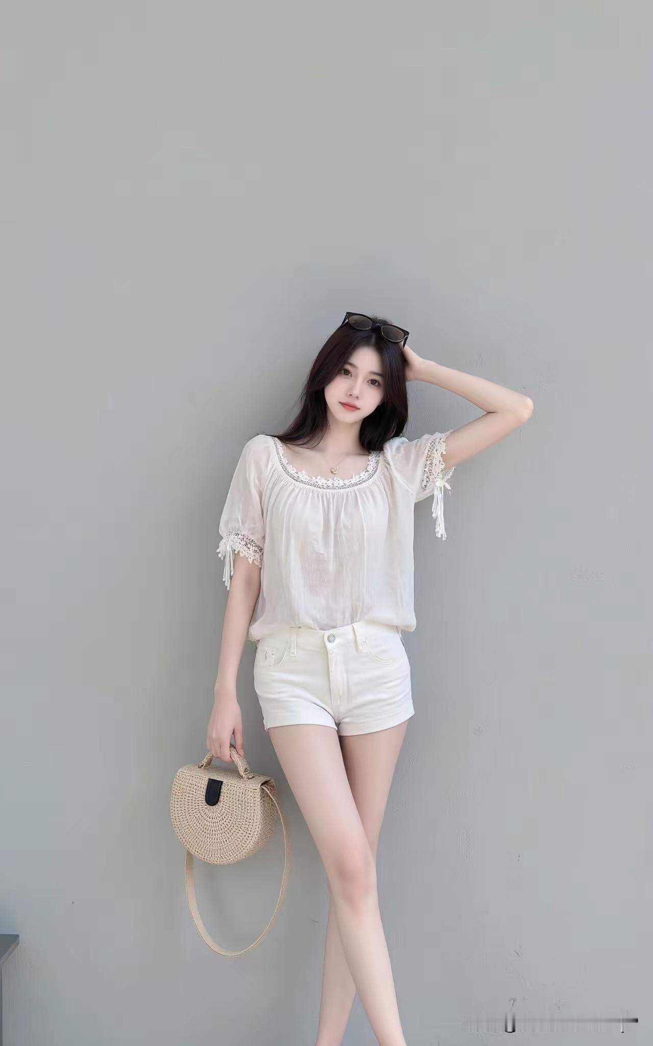 夏日清新穿搭，白色蕾丝上衣搭配牛仔短裤，轻松自在！你在拼多多买东西质量怎么样 女