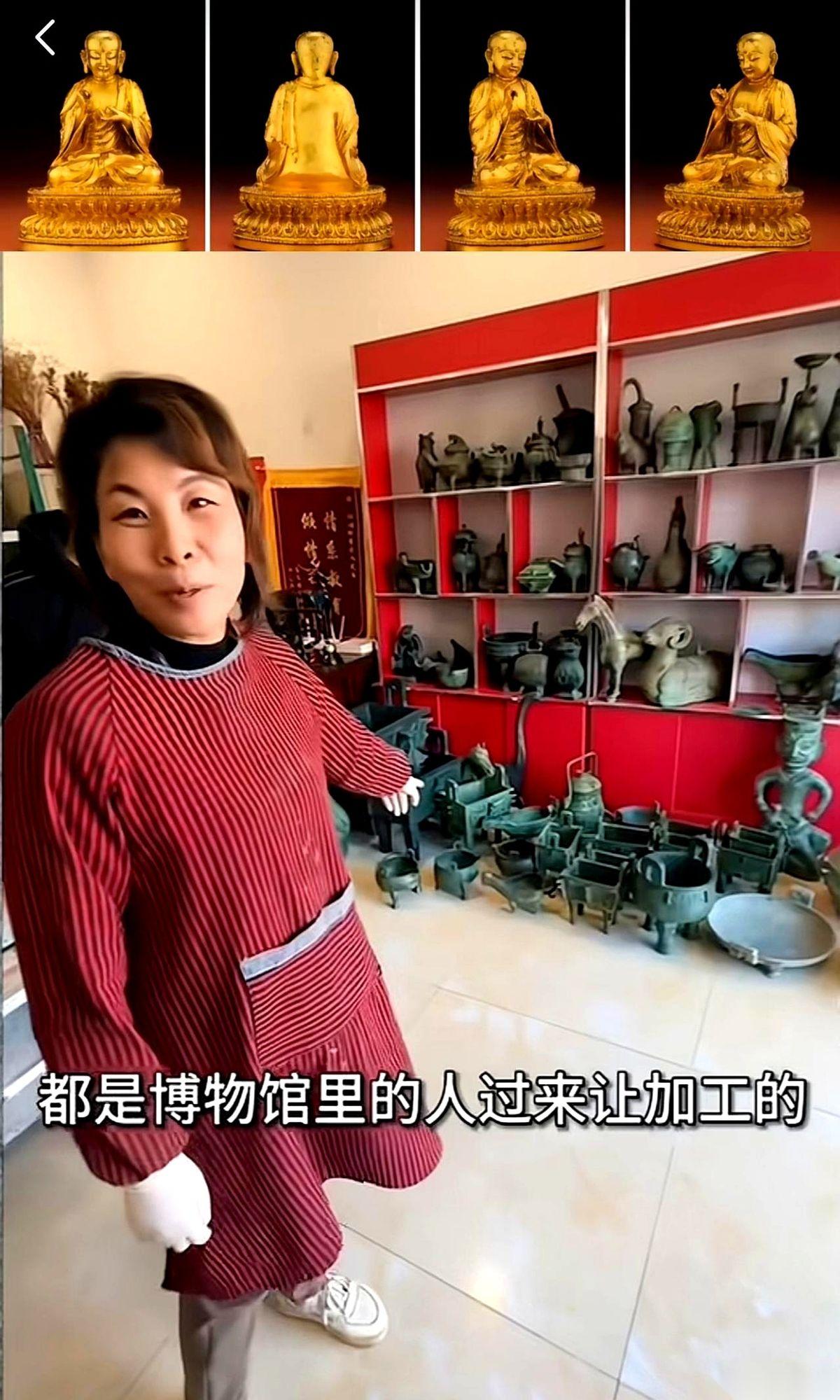 一位叫崔凤祥的老爷子，倾注心血造了一尊鎏金佛像，高78厘米，重40斤，是他平生最