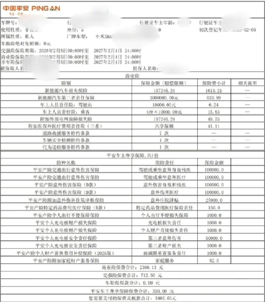 陕西西安小米su7第二年的保费3400元，这你敢相信吗？还是比这更低的小米su7