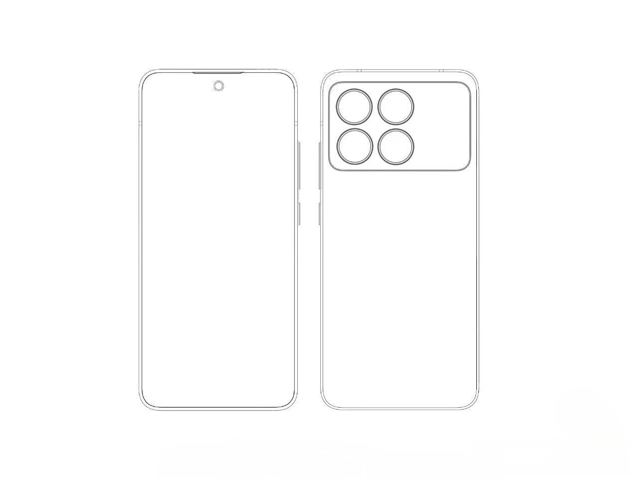 #Redmi K70渲染图曝光#有网友曝光了疑似是Redmi K70的简易设计图