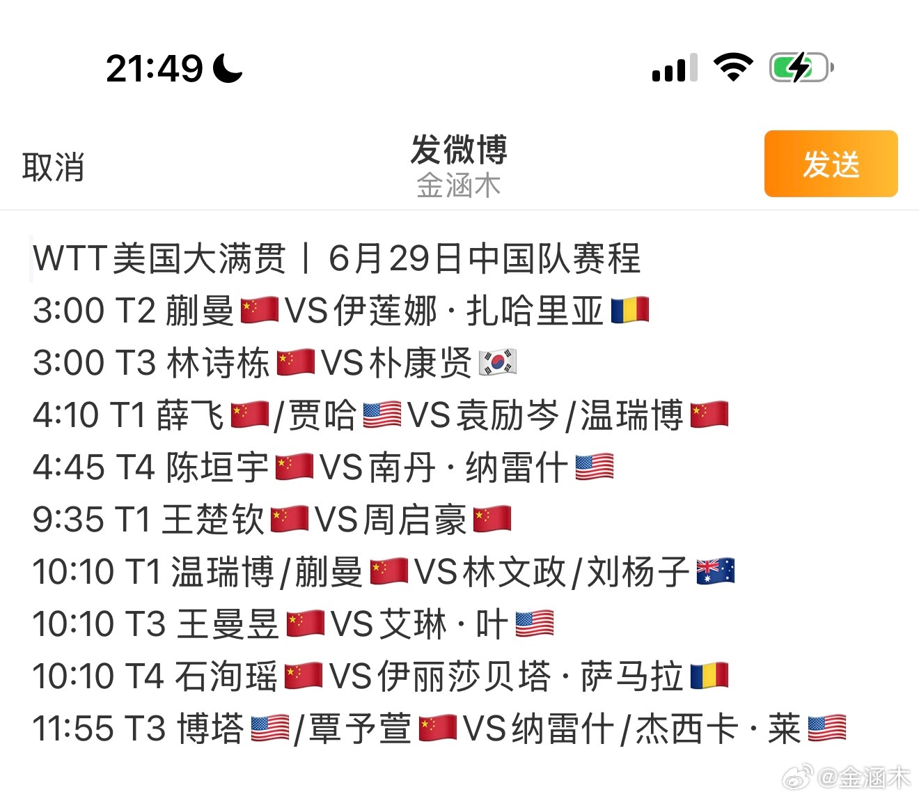 03:00-05:00 林诗栋+15 蒯曼+8不过对手菜他们也不会太认真还是有可