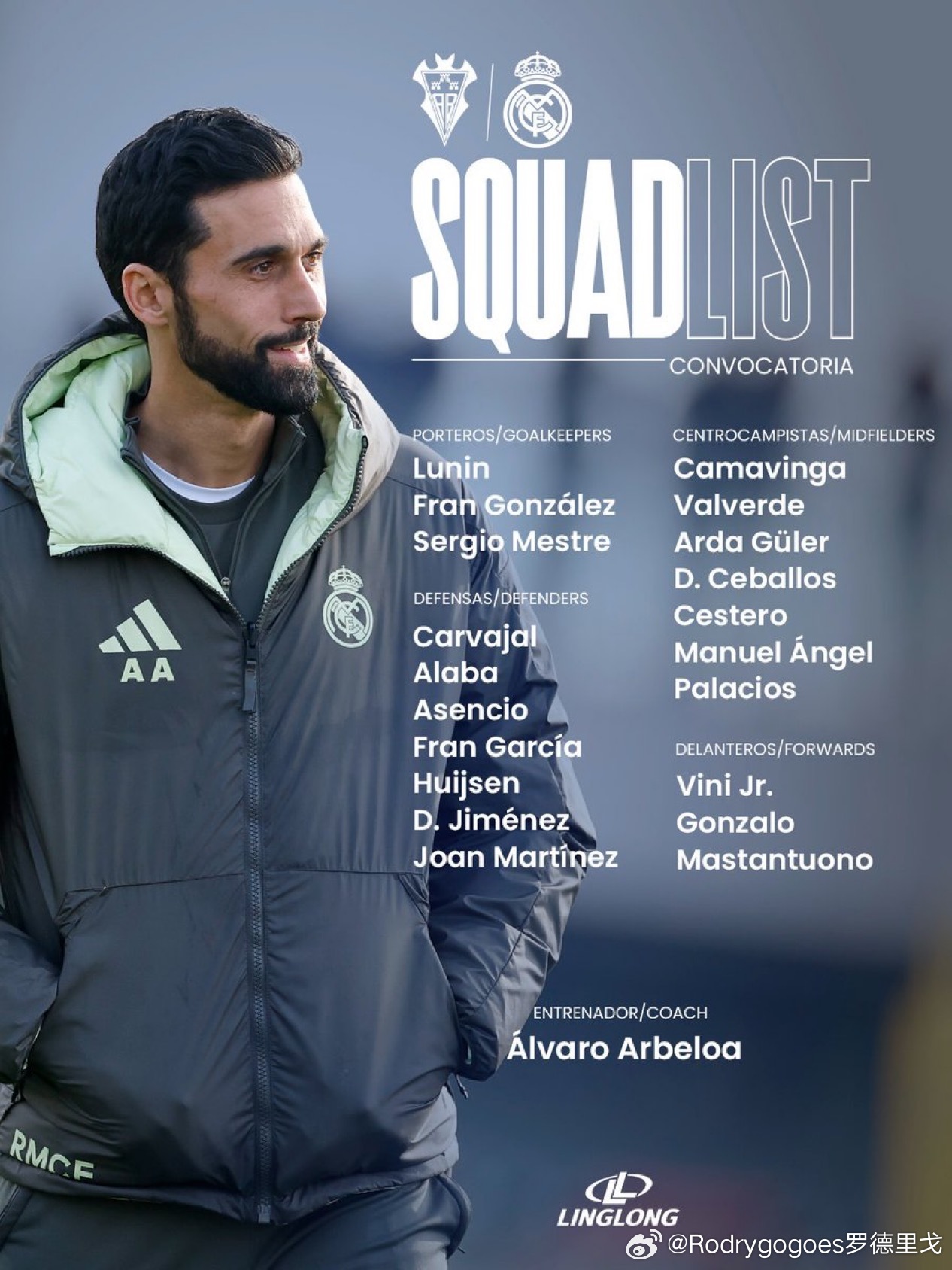 罗德里戈因为身体原因无缘同阿尔巴塞特的国王杯比赛，阿贝罗阿在一队执教首秀中除门将