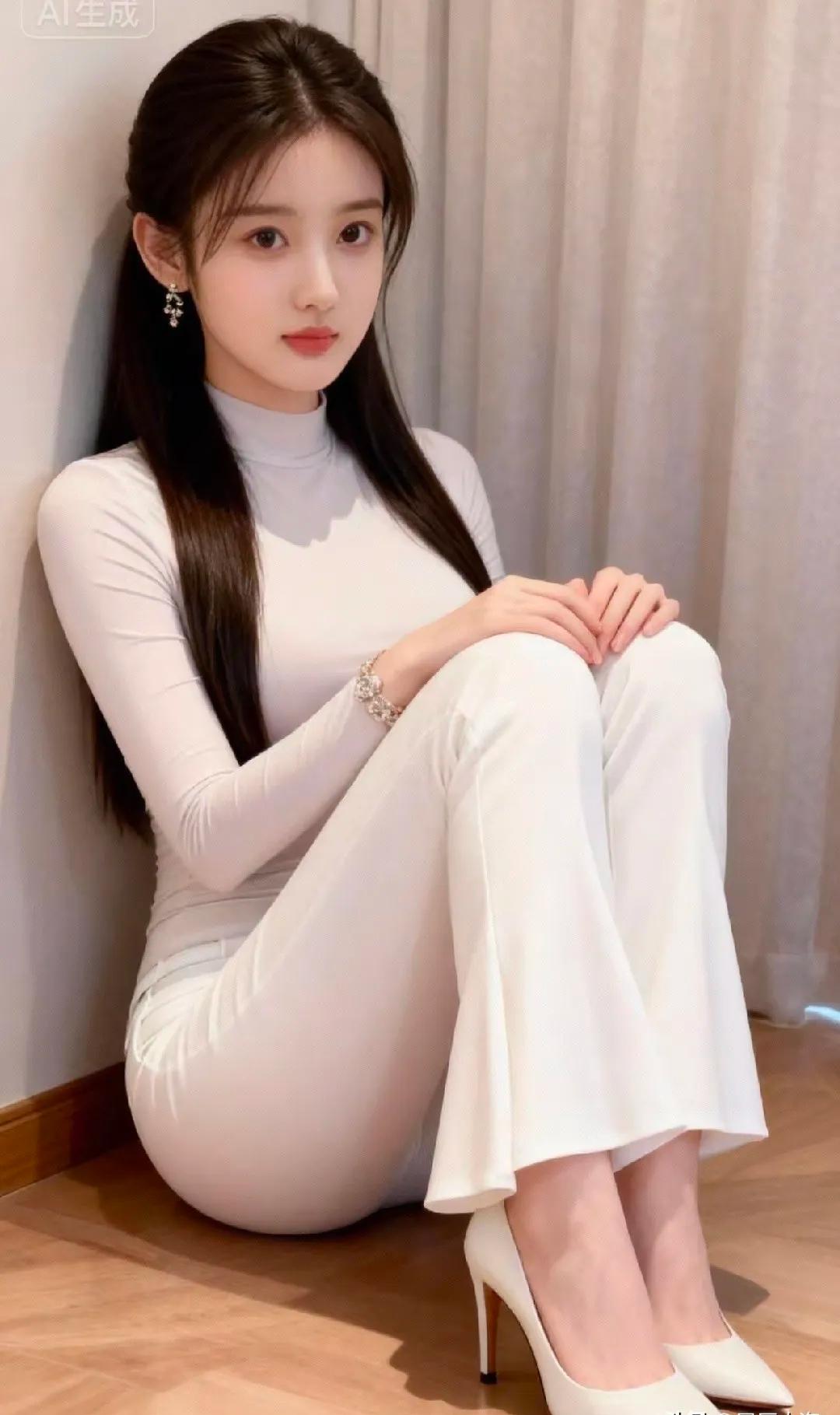 优雅白衣少女，坐享宁静时光