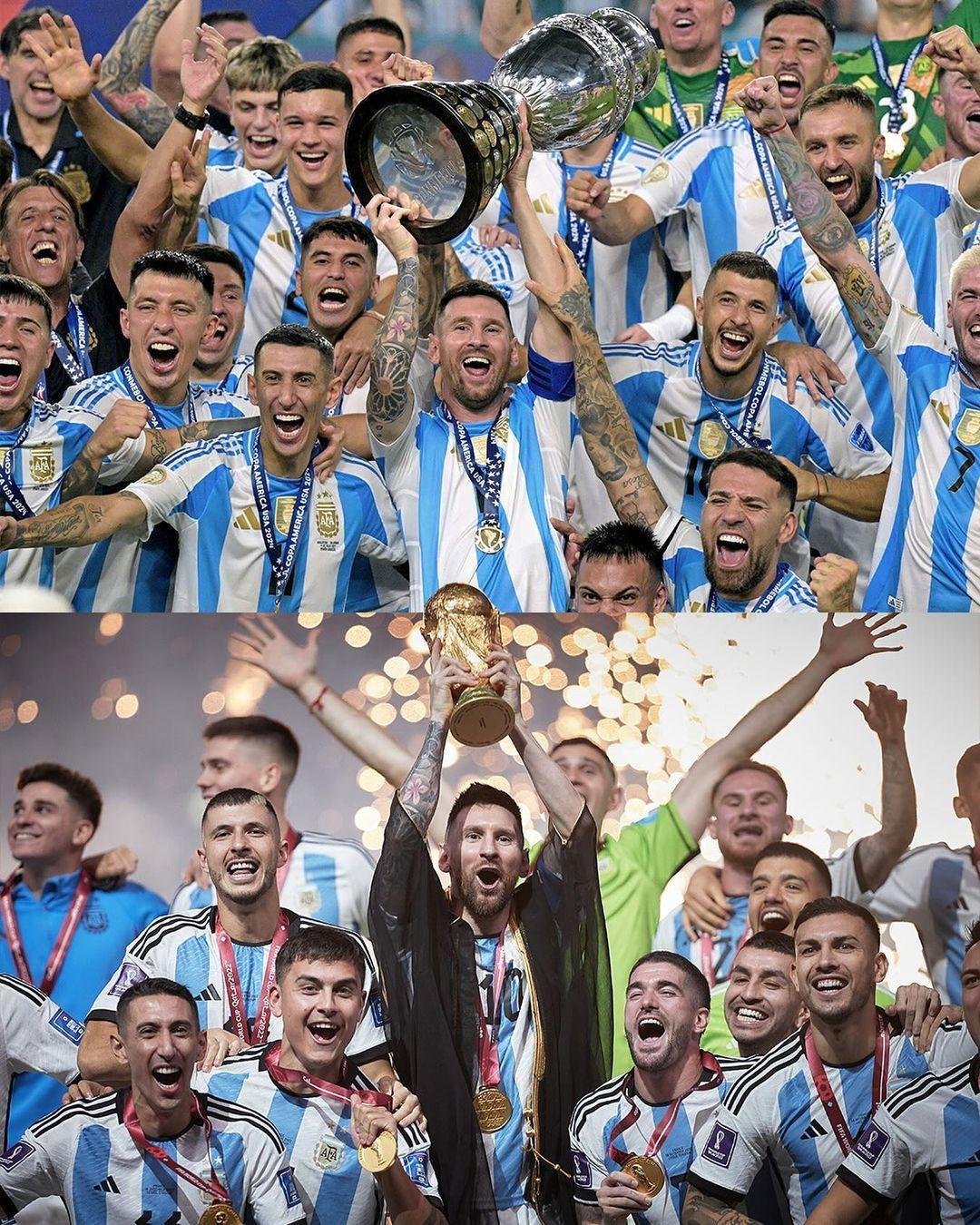 世界杯官方ins：熟悉的景象…🏆🏆🇦🇷#梅西[超话]##阿根廷夺冠##梅