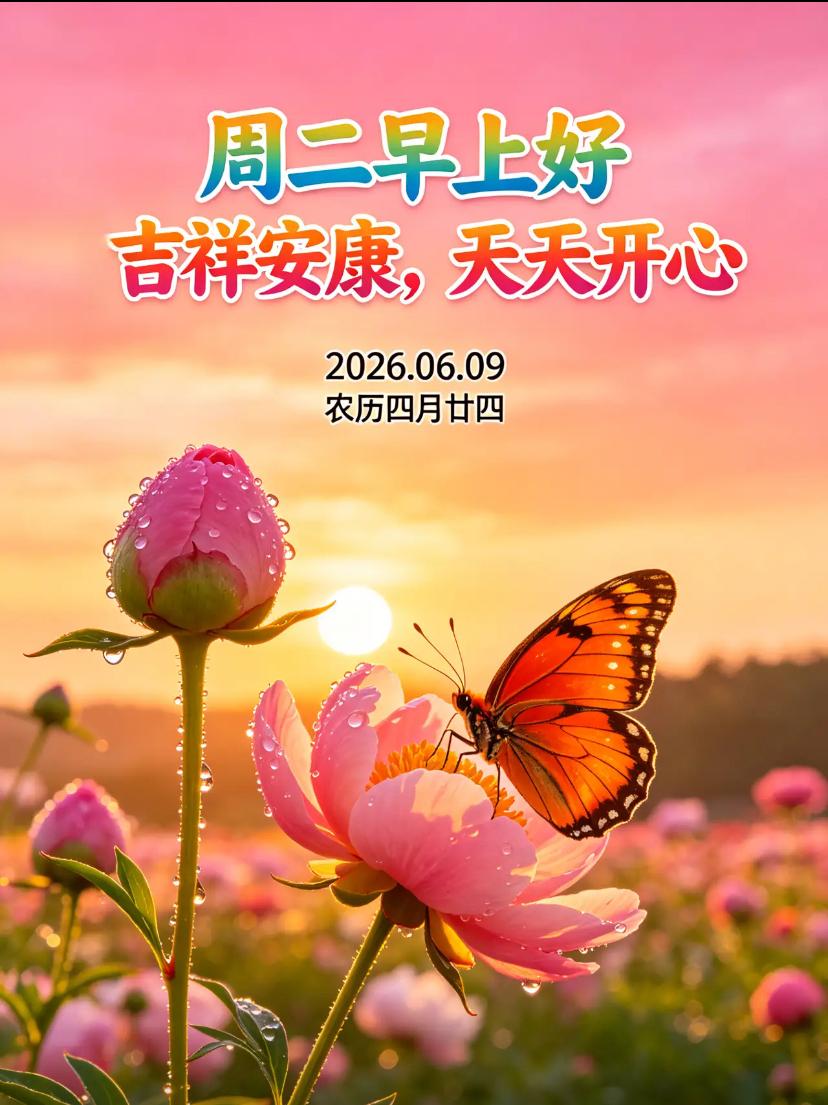 🌺2026./6.9.阖家安康.福运绵长🌺

🌱🌅晨光漫洒大地，夏日清风
