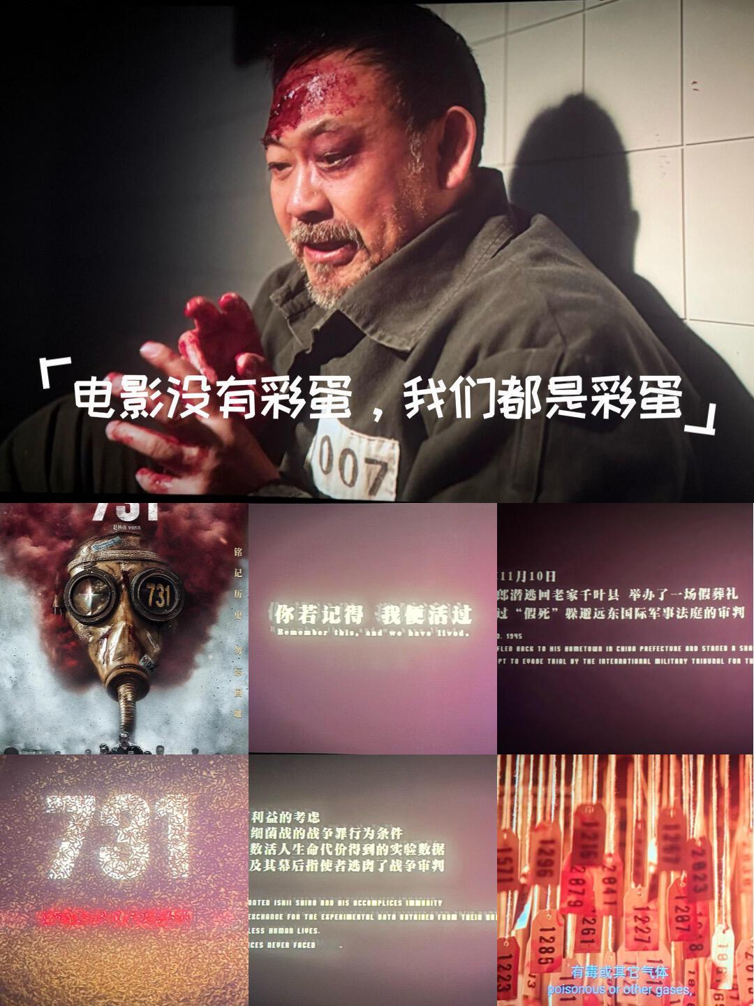 电影731最大的彩蛋其实731电影没有彩蛋，我们都是彩蛋，当我们怀着沉重的心情走