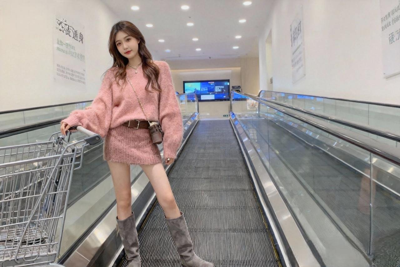 今天这身“粉到冒泡”套装我愿称之为冬日作弊神器！软fufu的马海毛毛衣+同色系包