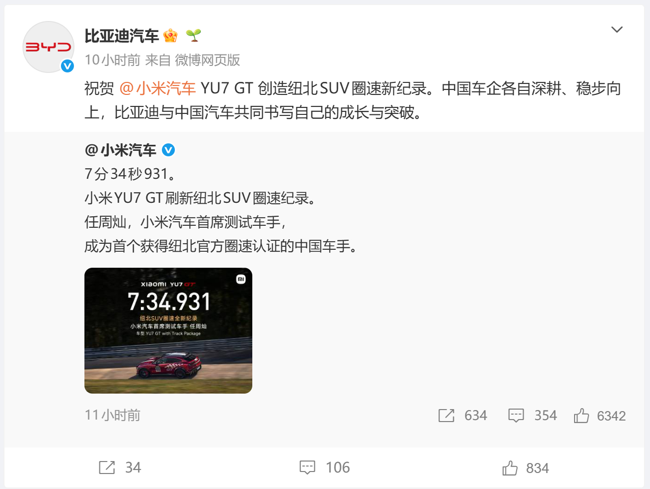 这次小米刷圈成功，只有比亚迪一个人祝贺吗？ 