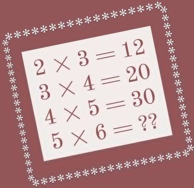 2×3 = 12、3×4 = 20、4×5 = 30 ，最后 5×6 要算 “?