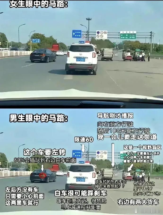 原来，男司机和女司机眼中的马路是不一样的[允悲]  