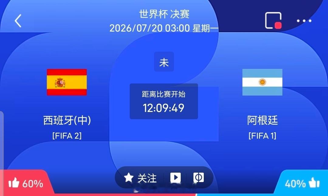 【足球】周日104世界杯方向：西班牙vs阿根廷世界杯：西班牙VS阿根廷时间：20