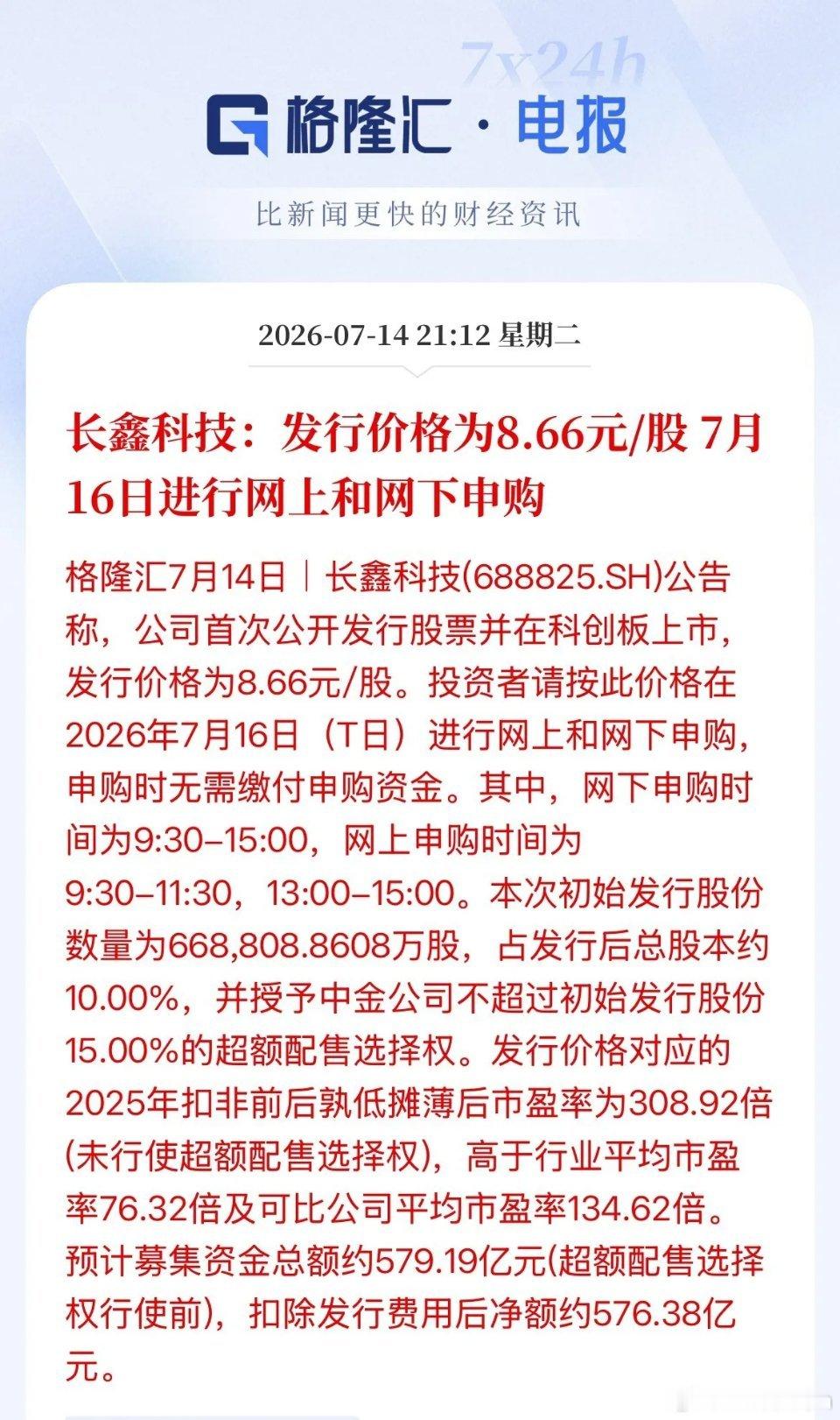 年内最大IPO长鑫科技发行价出来了！定价8.66元/股，科创板上市，预期募集资金