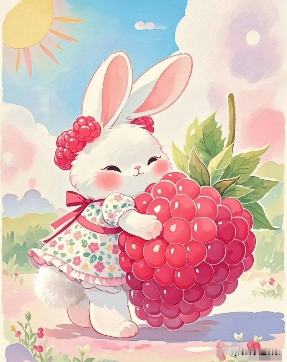 我又挖到了一组超萌的背景图，是小兔叽摘果果的治愈插画。

画面里小兔子毛茸茸的，