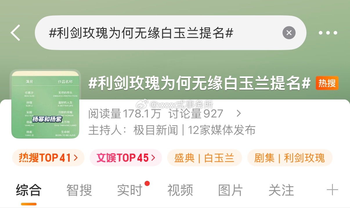 白玉兰 利剑玫瑰到底要上多少次热搜