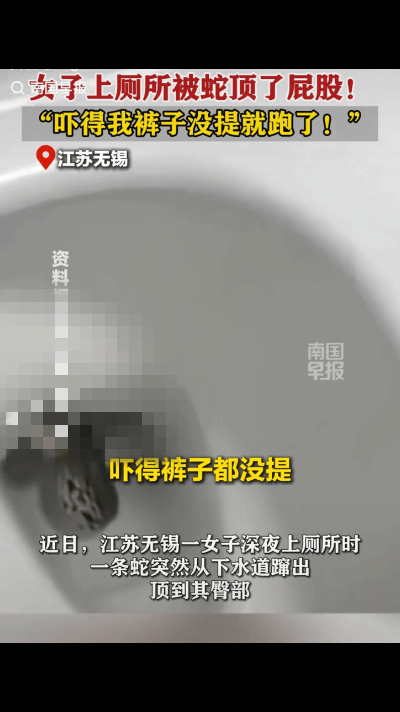 “吓坏了！”江苏无锡，女子半夜去上厕所，刚坐下来，就觉得马桶里面好像有东西，突然
