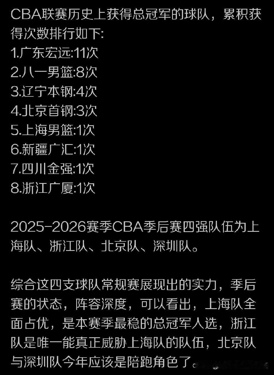 随着CBA总决赛半决赛赛程的结束，我们会发现很多有见地的球迷在半决赛还未结束之前